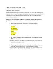 Case Study Blood Transfusion Docx Applying Your Knowledge Case Study