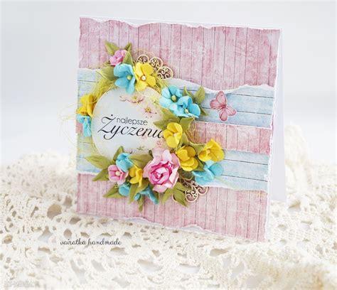 wiosenne życzenia kartka z pudełkiem eleganckie scrapbooking ღ art