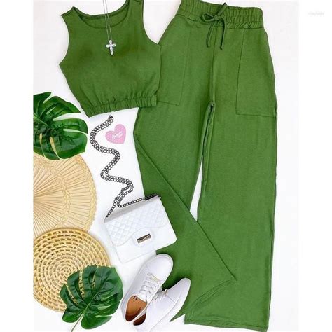 Womens Two Piece Pants Women Set Summer Fashion Solid Tank Top