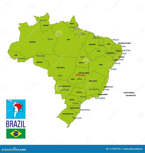 Political map of Brazil stock vector. Illustration of latin - 111787761