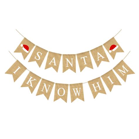 Lanytaeo Christmas Swallowtail Flag Burlap Banners Set Letter And Santa