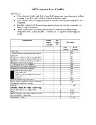 Self Management Paper Checklist PDF