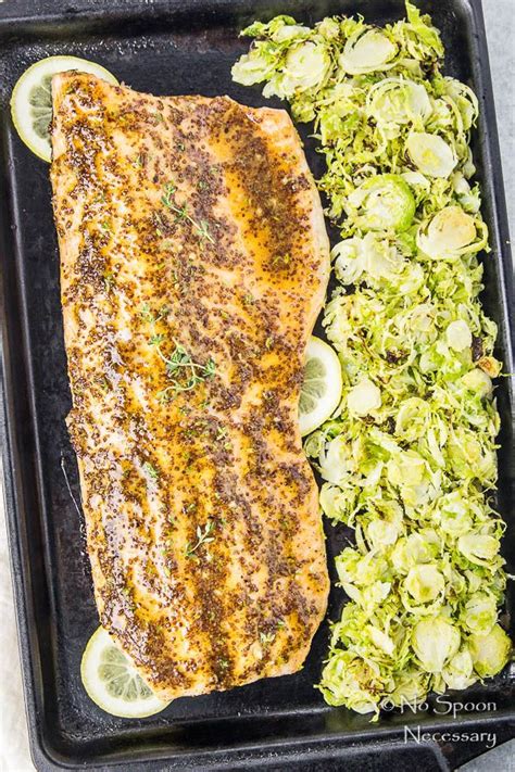 Sheet Pan Dijon Honey Glazed Salmon With Shredded Brussels Sprouts 14