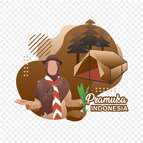 Pramuka Cartoon White Transparent Pramuka Indonesian Vector Cartoon