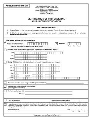 Fillable Online Op Nysed Acupuncture Form B Fax Email Print Pdffiller