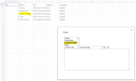 Populate Form Element Values Based On Existing Rows In Google Sheets