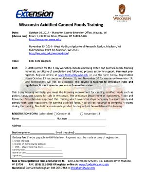 Fillable Online Acidified Canned Foods Trainingfa Fax Email Print