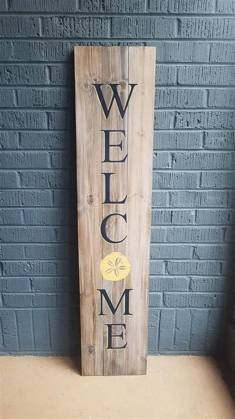 Ft Sand Dollar Welcome Sign Rustic Gray Nautical Wood Sign Beach