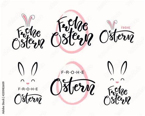 Vecteur Stock Set Of Hand Written Quotes Frohe Ostern Happy Easter In