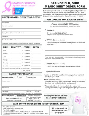 Fillable Online Makingstrides Acsevents Msabc Shirt Order Form