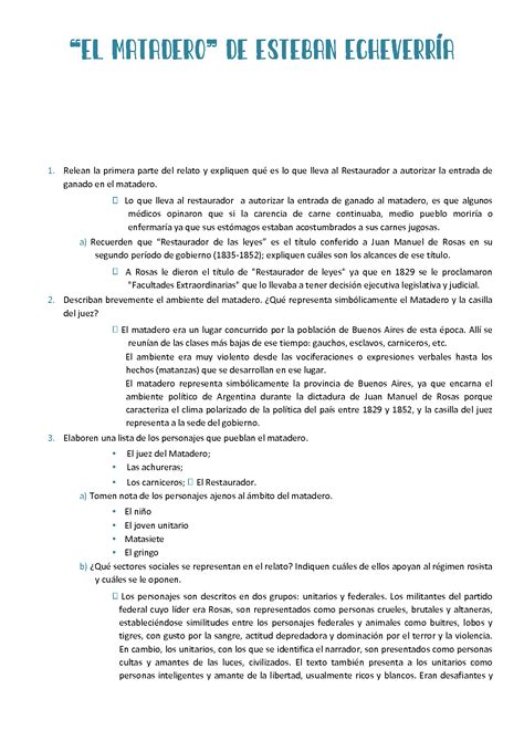 Trabajo Practico El Matadero Respuestas