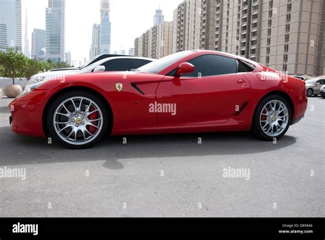 Bright Red Ferrari 599 Gtb Fiorano Sports Car Stock Photo Alamy