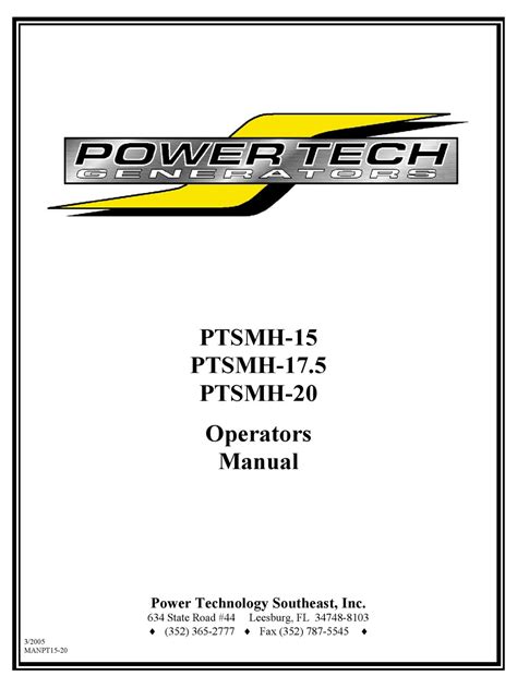 POWER TECH GENERATORS PTSMH-15 OPERATOR'S MANUAL Pdf Download | ManualsLib