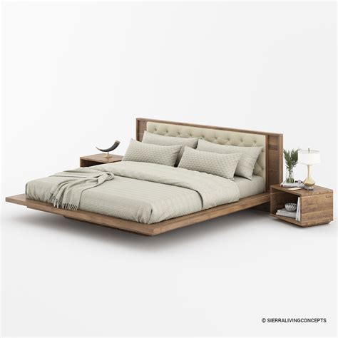 Montague Modern Rustic Wooden Floating Bed Frame