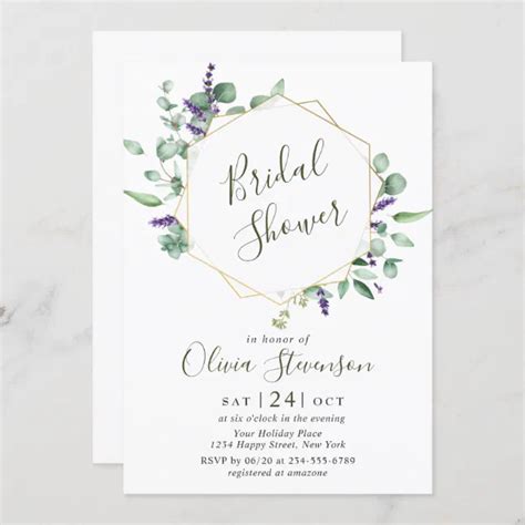 Modern Eucalyptus Geometric Frame Bridal Shower Invitation Zazzle