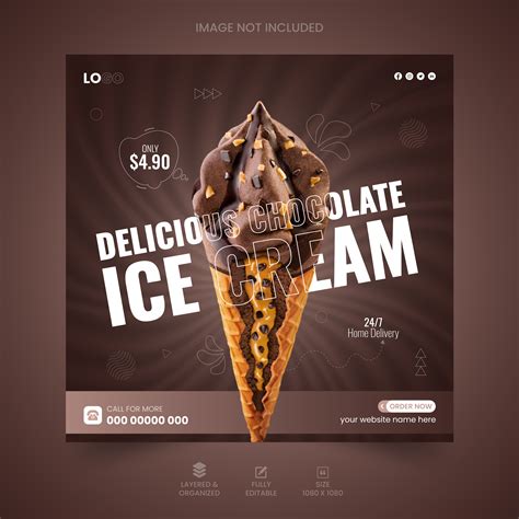 Delicious Ice Cream Social Media Post Design Template On Behance