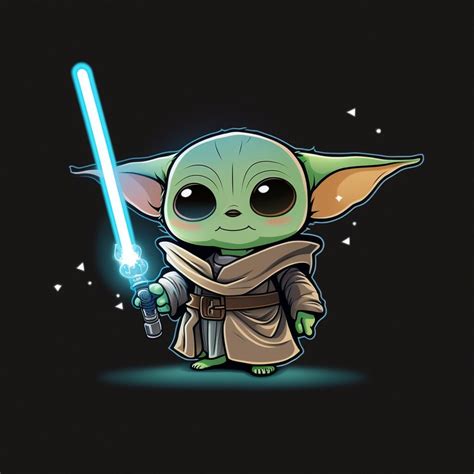 Baby Yoda Holding Lightsaber PNG File Etsy