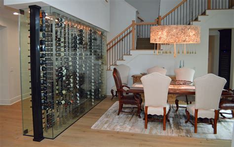 Elegant Residential Glass Dining Room Wine Cellar Designed and Built by an Expert Designer ...