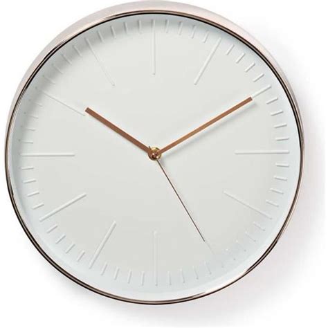 Nedis Horloge Murale Circulaire Cm Blanc Et Or Rose