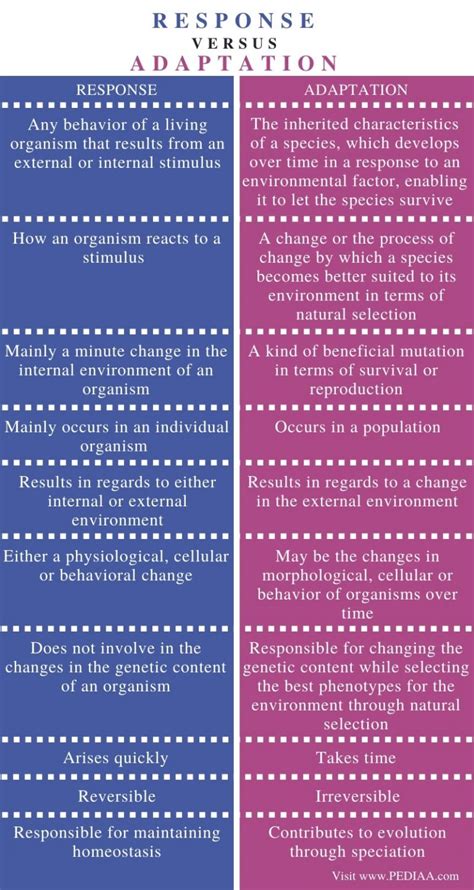 What Is The Difference Between Response And Adaptation Pediaa