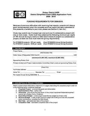 Fillable Online Rotary6400 Rotary District 5110 Simplified Grants Form