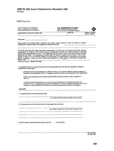 Fillable Online OWCP Form 5c Fax Email Print PdfFiller