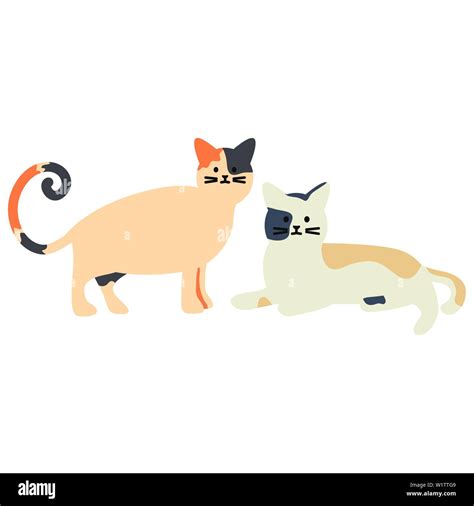 Cute Cats Mascots Adorables Characters Vector Illustration Design Stock