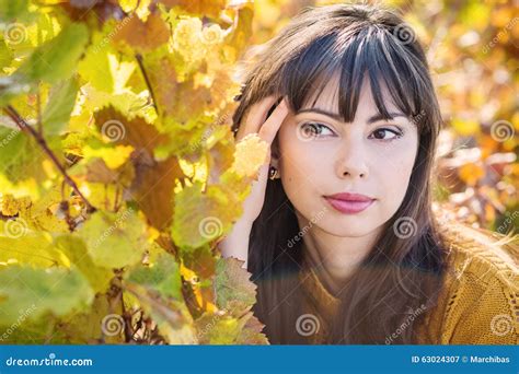 Het Portret Van De Herfst Van Een Jonge Vrouw Stock Afbeelding Image