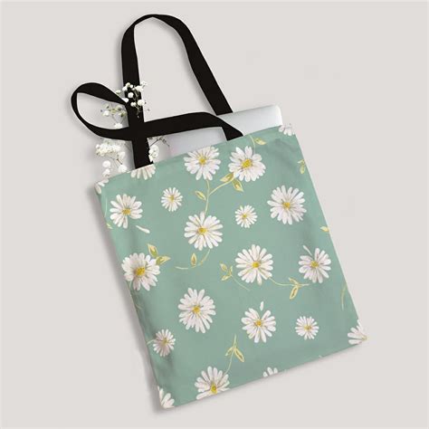 Abphqto Pretty Daisy Canvas Bag Reusable Tote Grocery Shopping Bags