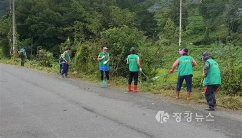 장흥 장동면 추석맞이 도로변 풀베기 ‘구슬땀 장강뉴스