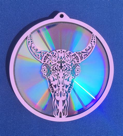 Bull Skull Suncatcher Reflector Svg Digital File Wall D Cor Ornament Cd