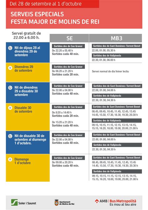 El Bus De Molins De Rei A La Festa Major 2023 Horaris Serveis