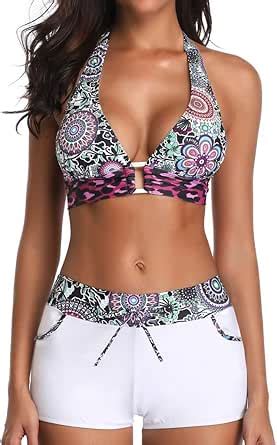 Keerads Bikini Damen Set Push Up Bandeau Neckholder Sport Gro E Gr En