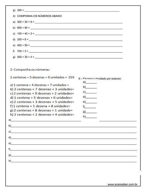 Atividade De Matematica Composicao E Decomposicao Numerica 3ºou 4º Ano Pdf