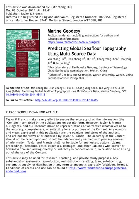 (PDF) Predicting Global Seafloor Topography Using Multi-Source Data