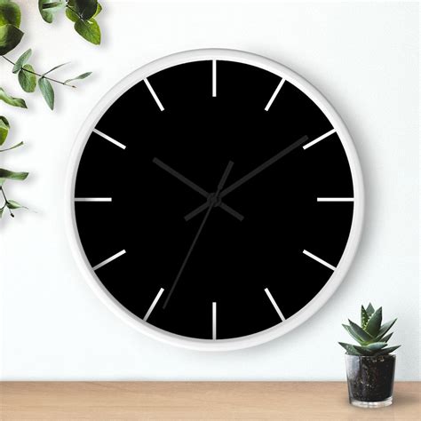 Deep Black Wall Clock Minimalist Wall Clock Monochrome Wall Clock ...