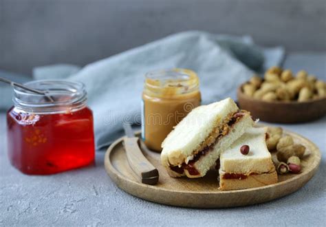 Peanut Butter and Jelly Sandwich Stock Photo - Image of snack, diet ...