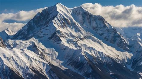 Premium Photo Majestic Snow Covered Mountain Peak Close Up