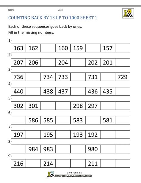 Count To 1000 By Ones Worksheets Worksheets Library