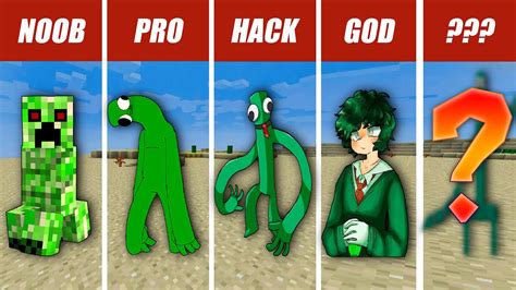 Noob Vs Pro Vs Hack Vs God Minecraft Pixel Art Rainbow Friends Green