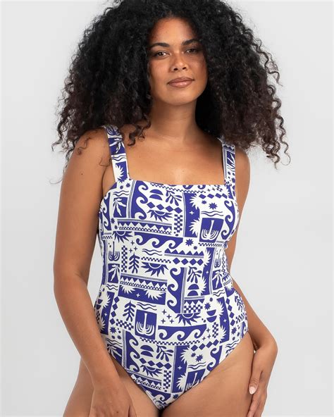 Shop Kaiami Salerno One Piece Swimsuit In White Blue Fast Shipping