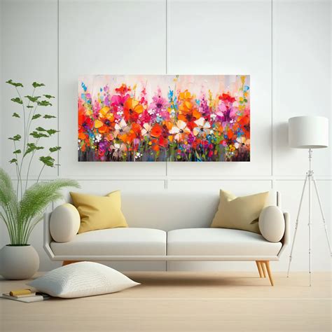 Cuadro De Pintura Original Flores Arcoíris En Lienzo DecoCuadros