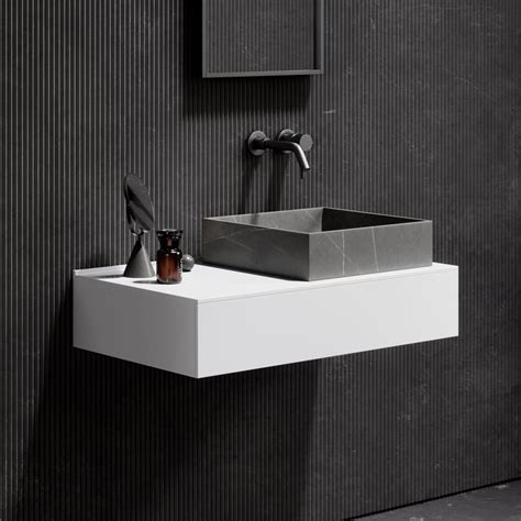 Lavabo Da Appoggio Quadrato In Marmo Pietra Grey CUBE Lavabo In Marmo