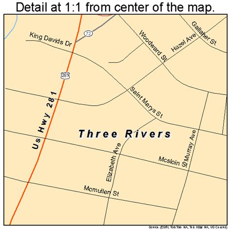 Three Rivers Texas Street Map 4872872