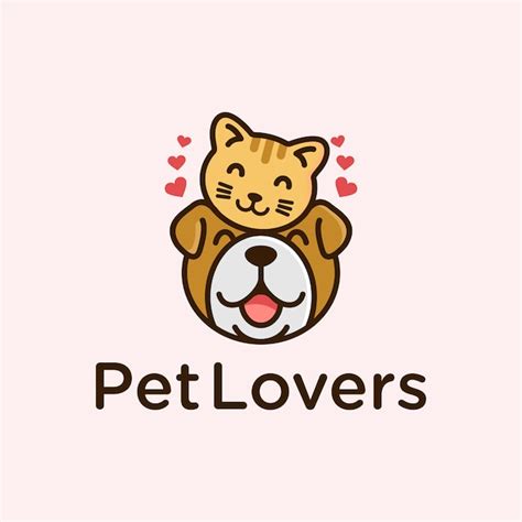 Cute Pet Lovers Cat And Dog Logo Design Vector Premium