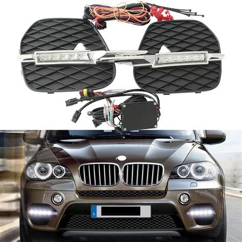 X White Led Daytime Day Fog Light Drl For Bmw E X Bumper