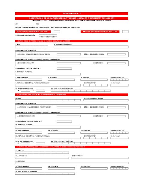 Formatos Accidentes Trabajo Pdf Lesión Minería