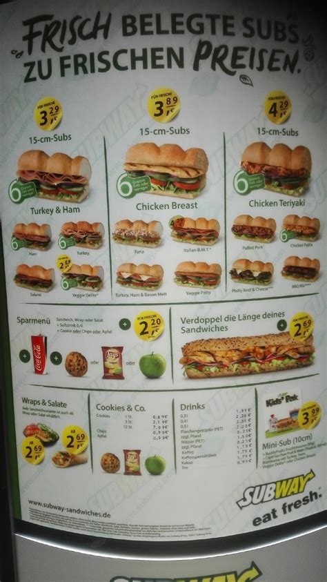 Menu at Subway fast food Halle Saale Neustädter Passage 17D