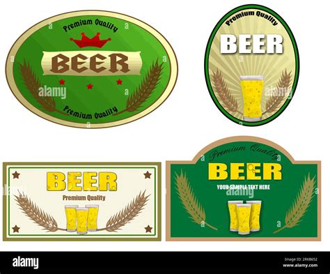 Beer Labels Design Vector Illustration On White Background Stock