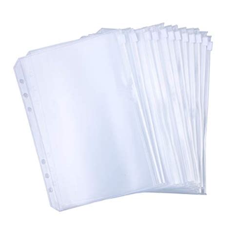 Antner 12pcs Binder Pockets A5 Size 6 Holes Binder Zipper Folders For A5 6 Ring Notebook Binder